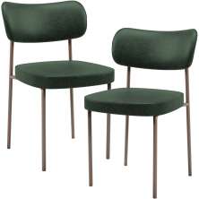 Kit 02 Cadeiras Para Sala De Jantar Melina Base Arena L02 Couríssimo Verde Musgo - Lyam Decor
