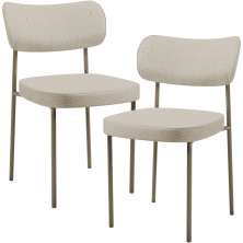 Kit 02 Cadeiras Para Sala De Jantar Melina Base Arena L02 Linho Bege - Lyam Decor