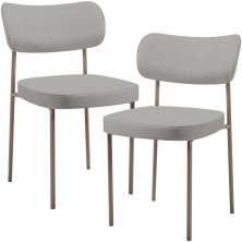 Kit 02 Cadeiras Para Sala De Jantar Melina Base Arena L02 Linho Cinza - Lyam Decor