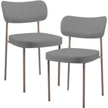 Kit 02 Cadeiras Para Sala De Jantar Melina Base Arena L02 Linho Cinza Escuro - Lyam Decor
