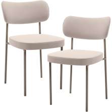 Kit 02 Cadeiras Para Sala De Jantar Melina Base Arena L02 Suede Bege - Lyam Decor