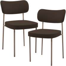 Kit 02 Cadeiras Para Sala De Jantar Melina Base Arena L02 Suede Marrom - Lyam Decor