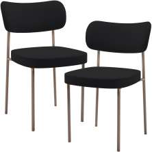 Kit 02 Cadeiras Para Sala De Jantar Melina Base Arena L02 Suede Preto - Lyam Decor