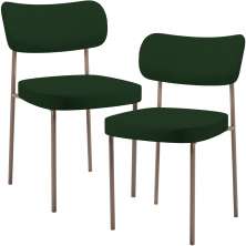 Kit 02 Cadeiras Para Sala De Jantar Melina Base Arena L02 Suede Verde Musgo - Lyam Decor