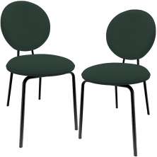 Kit 02 Cadeiras Para Sala de Jantar Cozinha Évora L02 Suede Verde Musgo - Lyam