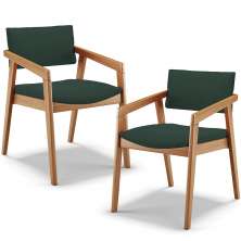 Kit 02 Cadeiras Para Sala de Jantar Estar Living Giorgia B04 Suede Verde Musgo - Lyam Decor