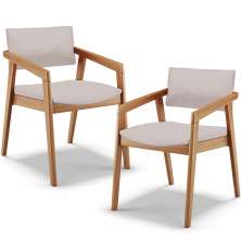 Kit 02 Cadeiras Para Sala de Jantar Estar Living Giorgia L02 Linho Bege - Lyam Decor