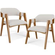 Kit 02 Cadeiras Para Sala de Jantar e Estar Living Estofada Suran L02 Bouclê Cru - Lyam