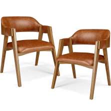 Kit 02 Cadeiras Para Sala de Jantar e Estar Living Estofada Suran L02 Couríssimo Camel - Lyam
