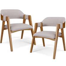 Kit 02 Cadeiras Para Sala de Jantar e Estar Living Estofada Suran L02 Linho Bege - Lyam