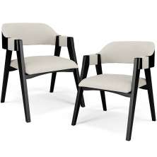 Kit 02 Cadeiras Para Sala de Jantar e Estar Living Estofada Suran L02 Preto Linho Champagne - Lyam
