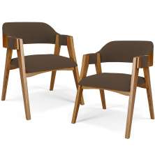 Kit 02 Cadeiras Para Sala de Jantar e Estar Living Estofada Suran L02 Suede Marrom - Lyam