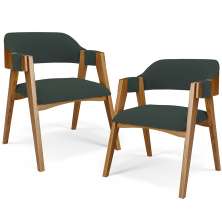 Kit 02 Cadeiras Para Sala de Jantar e Estar Living Estofada Suran L02 Suede Verde Musgo - Lyam