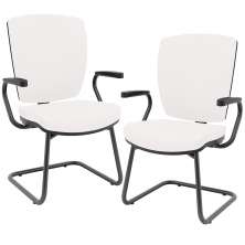 Kit 02 Cadeiras de Escritório Fixa Executiva Office Preto Slim Alta Flexi P03 Vinil Branco - Lyam
