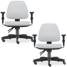 Kit 02 Cadeiras de Escritório Giratória Executiva Ergonômica Sky L02 Couro Sintético Branco - Lyam Decor