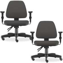 Kit 02 Cadeiras de Escritório Giratória Executiva Ergonômica Sky L02 Crepe Cinza - Lyam Decor