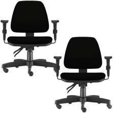 Kit 02 Cadeiras de Escritório Giratória Executiva Ergonômica Sky L02 Crepe Preto - Lyam Decor
