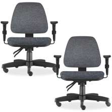 Kit 02 Cadeiras de Escritório Giratória Executiva Ergonômica Sky L02 Linho Chumbo - Lyam Decor