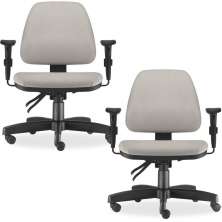 Kit 02 Cadeiras de Escritório Giratória Executiva Ergonômica Sky L02 Suede Bege - Lyam Decor