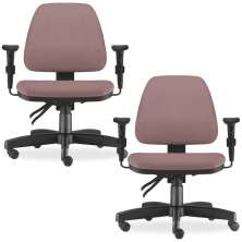 Kit 02 Cadeiras de Escritório Giratória Executiva Ergonômica Sky L02 Suede Rosê - Lyam Decor