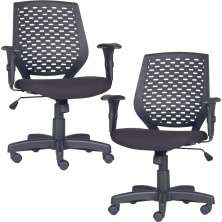 Kit 02 Cadeiras de Escritório Giratória Executiva Ergonômica Tech L02 Corano Preto - Lyam Decor