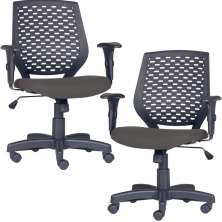 Kit 02 Cadeiras de Escritório Giratória Executiva Ergonômica Tech L02 Crepe Cinza - Lyam Decor
