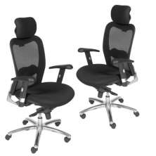 Kit 02 Cadeiras de Escritório Giratória Presidente Executiva New Ergon F02 Preto - Lyam Decor