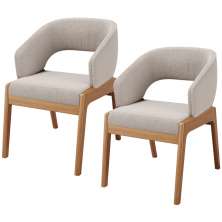 Kit 02 Cadeiras de Jantar e Estar Living Estofada Lince L02 Bouclê Bege - Lyam Decor