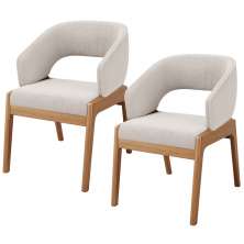 Kit 02 Cadeiras de Jantar e Estar Living Estofada Lince L02 Bouclê Cru - Lyam Decor