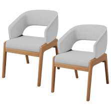 Kit 02 Cadeiras de Jantar e Estar Living Estofada Lince L02 Linho Cinza - Lyam Decor