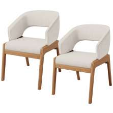 Kit 02 Cadeiras de Jantar e Estar Living Estofada Lince L02 Linho Cru - Lyam Decor