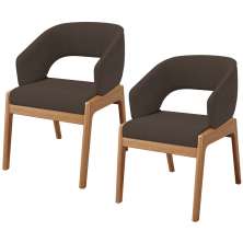 Kit 02 Cadeiras de Jantar e Estar Living Estofada Lince L02 Suede Marrom - Lyam Decor