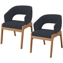 Kit 02 Cadeiras de Jantar e Estar Living Estofada Lince L02 Suede Preto - Lyam Decor