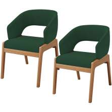 Kit 02 Cadeiras de Jantar e Estar Living Estofada Lince L02 Suede Verde Musgo - Lyam Decor