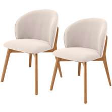 Kit 02 Cadeiras de Jantar e Estar Living Estofada Mia L02 Suede Bege - Lyam Decor