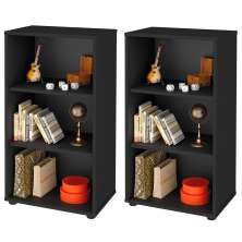 Kit 02 Estantes Multiuso com 02 Prateleiras Clean A02 81x45 cm Preto - Lyam Decor