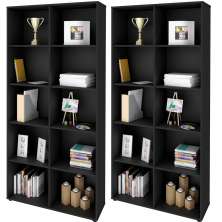 Kit 02 Estantes Multiuso com 10 Nichos Clean A02 187x90 Preto - Lyam Decor