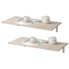Kit 02 Mesas Dobráveis de Parede Cozinha Slim L03 Suspensa 68x45 BP Amadeirado Fosco - Lyam Decor