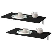 Kit 02 Mesas Dobráveis de Parede Cozinha Slim L03 Suspensa 68x45 BP Preto Fosco - Lyam Decor