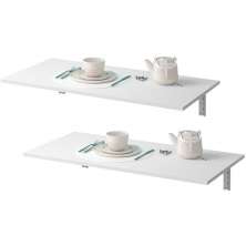 Kit 02 Mesas Dobráveis de Parede Cozinha Slim L03 Suspensa 90x45 BP Branco Fosco - Lyam Decor