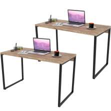 Kit 02 Mesas Para Escritório Home Office Estilo Industrial Form C01 120 cm Carvalho - Lyam Decor
