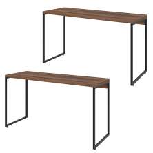 Kit 02 Mesas Para Escritório e Home Office Industrial Aspen 135 cm C01 Nogal - Lyam Decor