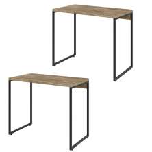 Kit 02 Mesas Para Escritório e Home Office Industrial Aspen 90 cm C01 Carvalho - Lyam Decor