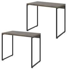 Kit 02 Mesas Para Escritório e Home Office Industrial Aspen 90 cm C01 Carvalho Dark - Lyam Decor