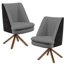 Kit 02 Poltronas Decorativa Base Giratória Pérsia D02 Veludo Cinza C-317 Corano Preto B-97 - Lyam Decor