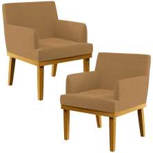 Kit 02 Poltronas Decorativa Para Sala De Estar E Recepção Beatriz W01 Bouclê Mostarda - Lyam Decor