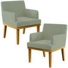 Kit 02 Poltronas Decorativa Para Sala De Estar E Recepção Beatriz W01 Bouclê Oliva - Lyam Decor