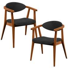 Kit 02 Poltronas Decorativa Para Sala De Estar E Recepção Cecília L02 Bouclê Preto - Lyam Decor