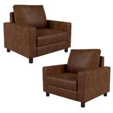 Kit 02 Poltronas Decorativa Para Sala De Estar E Recepção Malta L02 Couríssimo Marrom  - Lyam Decor