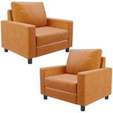 Kit 02 Poltronas Decorativa Para Sala De Estar E Recepção Malta L02 Couríssimo Whisky - Lyam Decor